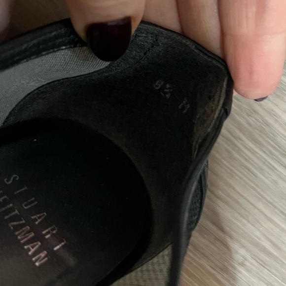 Stuart Weitzman Womens Black Leather Studded Pointy Toe Heels Size 8.5 M - Picture 8 of 8